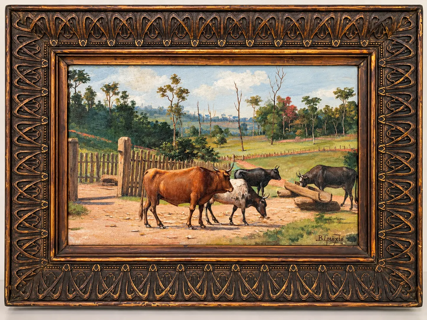 Benedito Calixto - Paisagem Rural com gado