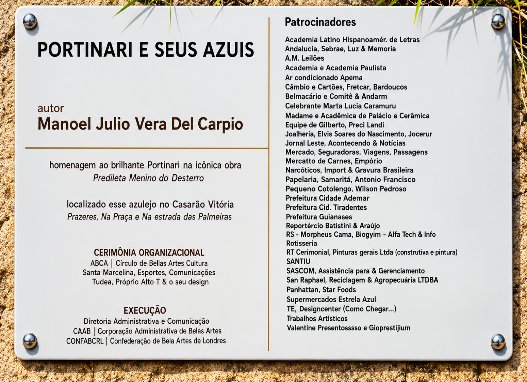 Escultura “Portinari e seus Azuis” — financiada pela ação da sociedade de Batatais, coordenada pela empresária Elisa Cardoso Montes