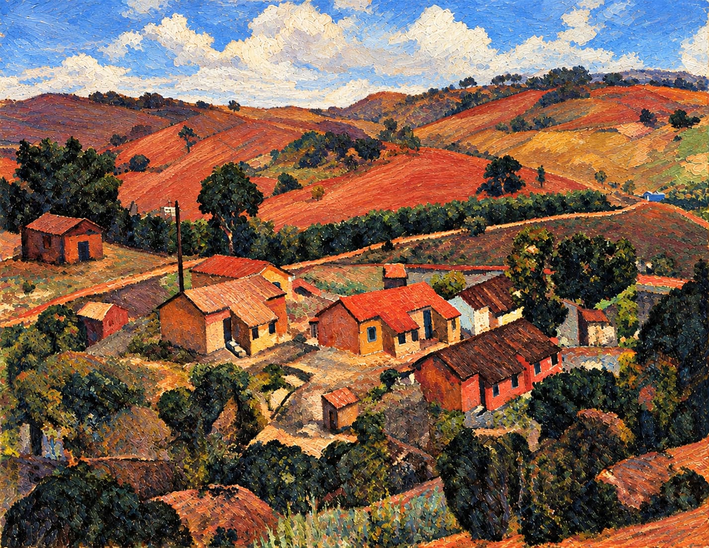 Francisco Rebolo - Paisagem Rural com casas